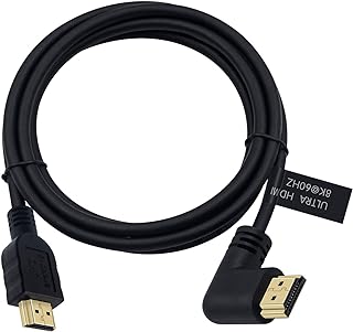 Poyiccot 8K HDMI 2.1 Cable 6feet，8K HDMI 48gbps 90 Degree Left Angle HDMI Male to Male HDMI 2.1 Cable with 8K 60Hz Video and 3D HDR for TV/Xbox /PS4 /PS5(M/M Left)