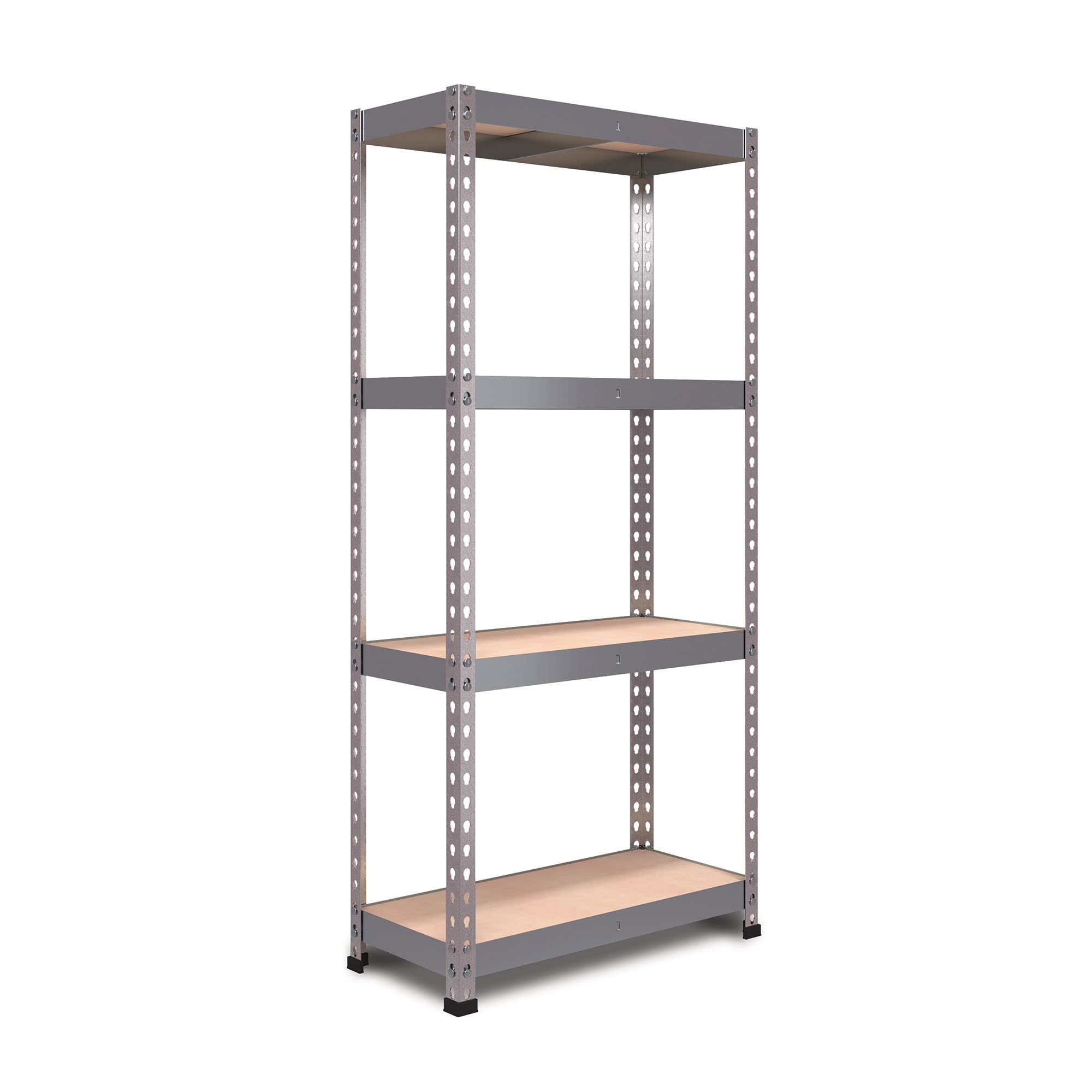 RBUK RB BOSS FastLok Garage Shelving Units 160cm x 75cm x 35cm Galvanised Steel Storage Racking with MDF Shelves, 4 Tier, 175kg Load Per Shelf for Shed, Workshop, Garage & Home