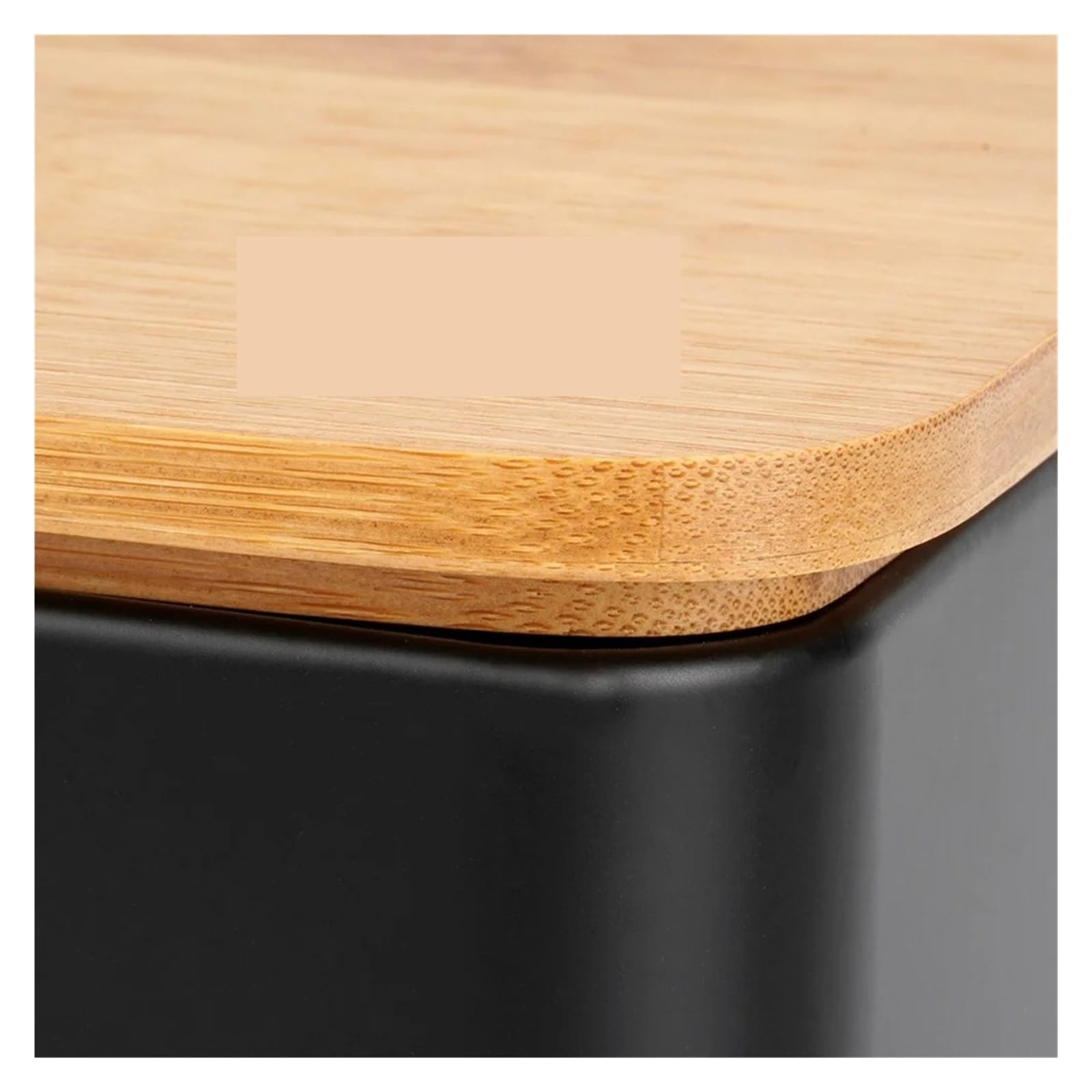 Portapane In Metallo Con Tagliere In Bambù Nero 33x18x13 Cm Contenitori Di Facile Accesso