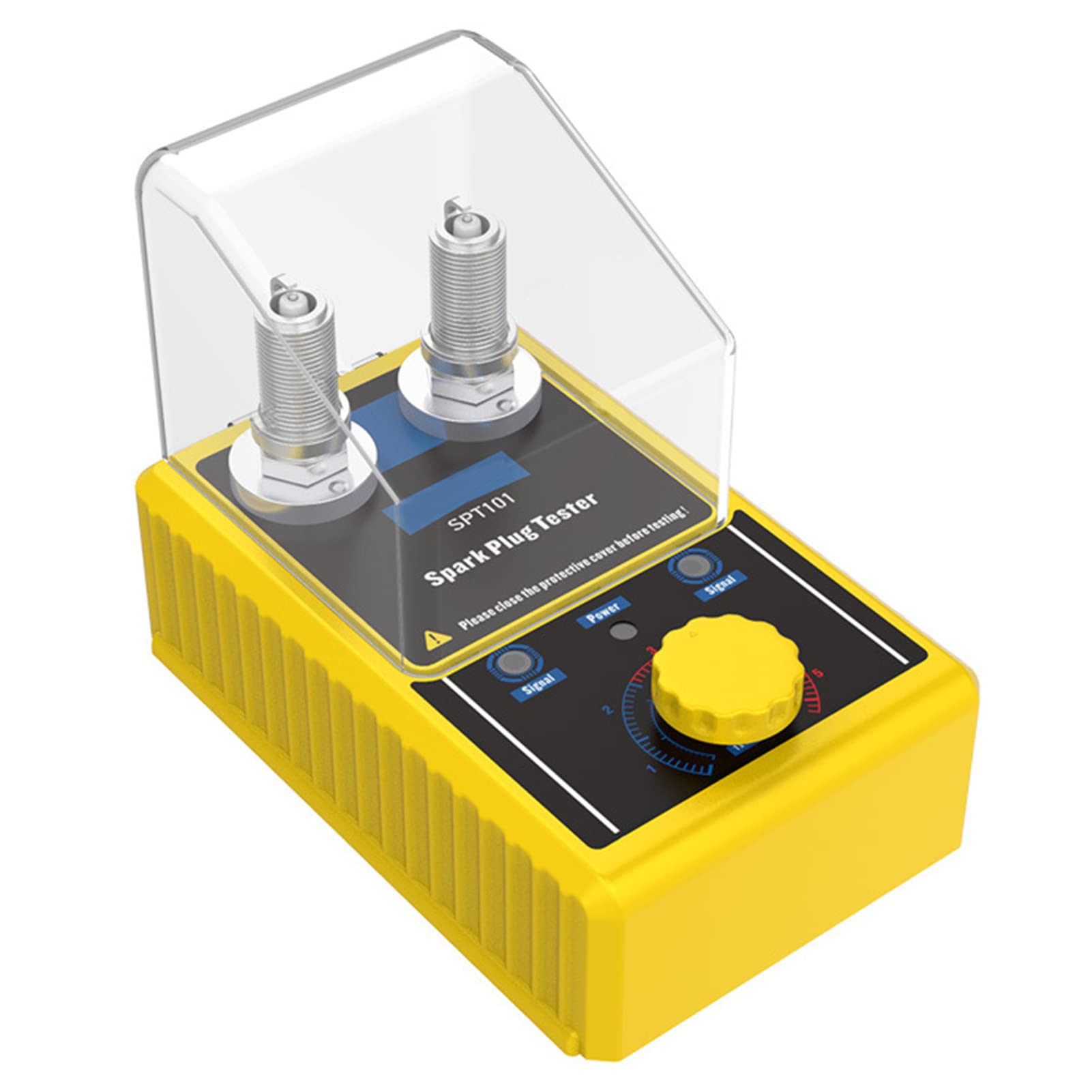 Spark Plug Tester Dual-Hole Spark Tester 0~6000rpm Adjustable Frequency Ignition Coil Tester with Protective Cover&Indicator Prompt, Automotive Ignition Coil Tester Analyzer for 12V Gasoline Vehicles