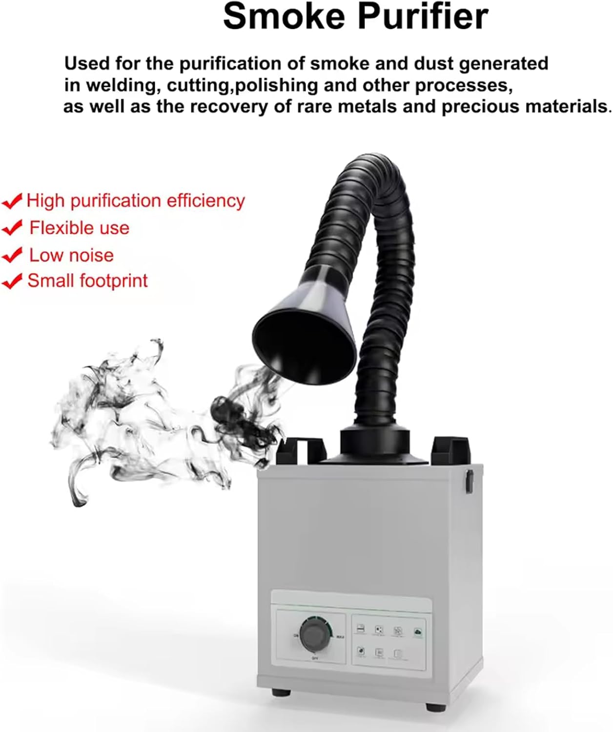 Solder Fume Extractor Powerful 120W Three-layer filter element Suction 235 m³/h Low noise Suitable for welding, marking, and engraving
