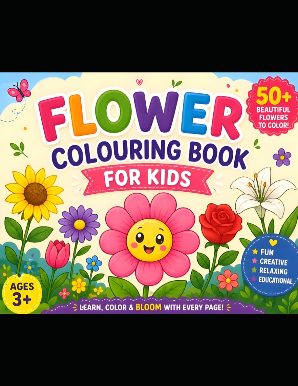 Flower Coloring Book for Kids: Fun and Easy Floral Designs for Relaxation and Creativity