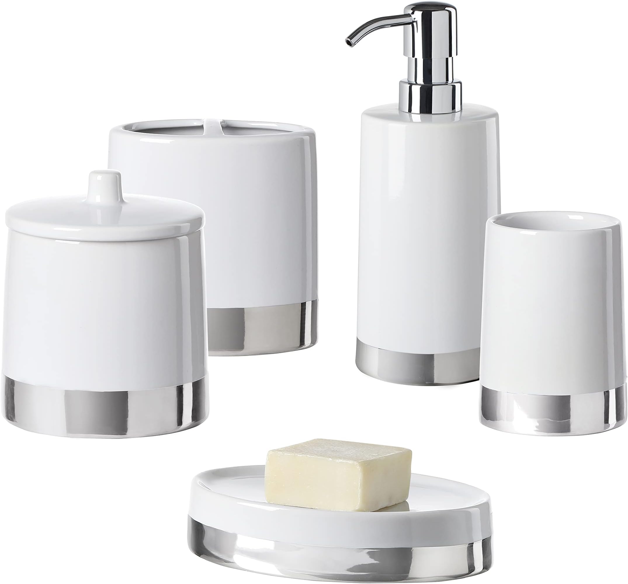 Motifeur Bathroom Accessories Set, 5-Piece Ceramic Bath Accessory ...