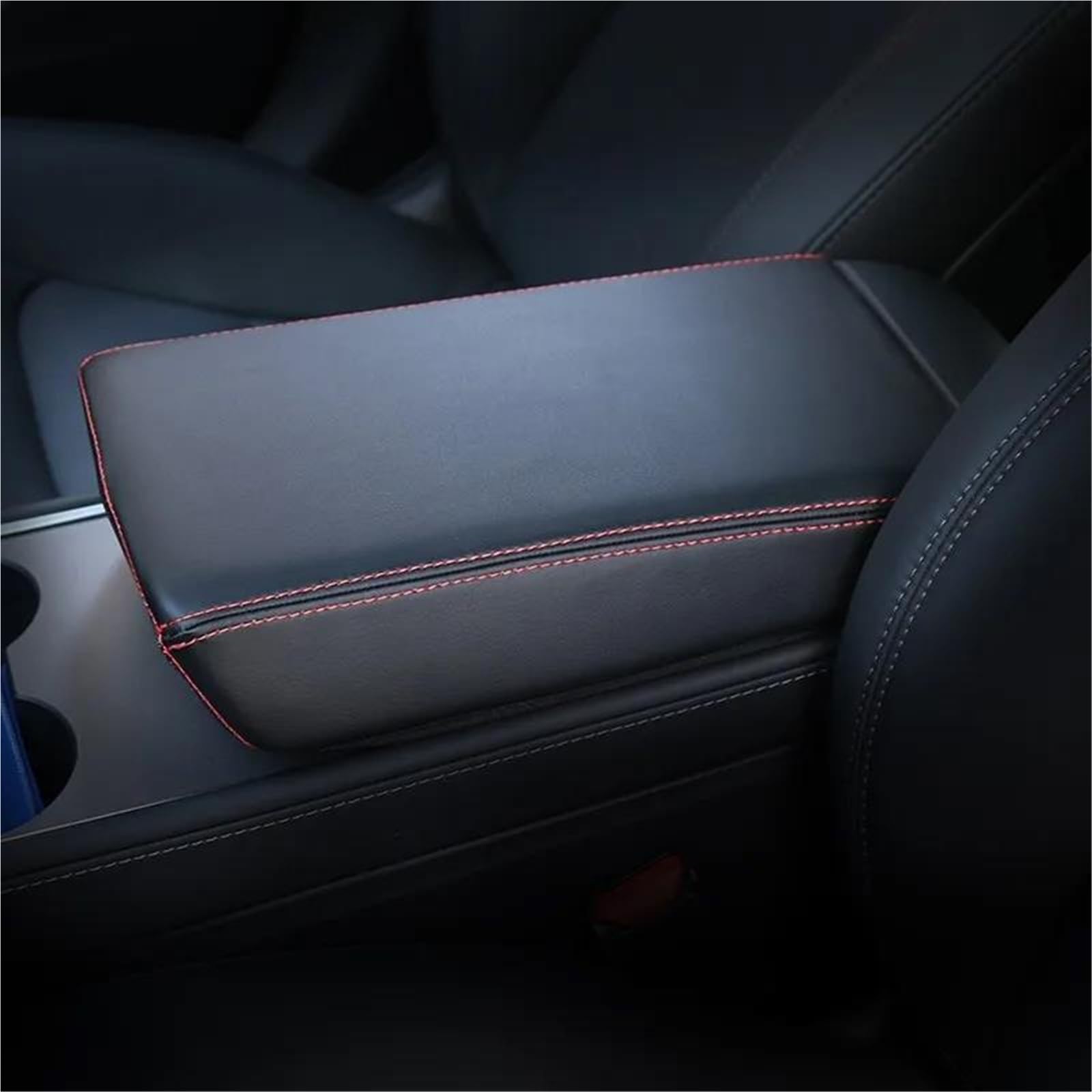 HJKDSZ Car Interior Accessories Center Console Armrest Storage Box Leather Cover Protective For Tesla For Model3 Y 2024(Style 2)