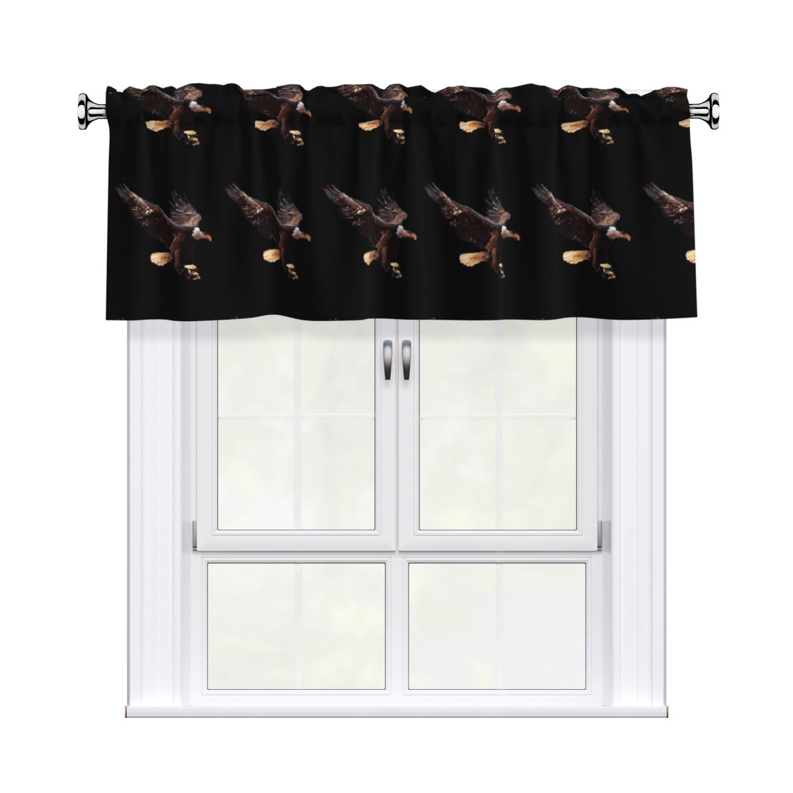 HJFCZH WHJSSF eagle Prints 54x18in Curtain Valance - Peach Skin Polyester Kitchen Cover with Light Filtering Floral & 3" Rod Pocket