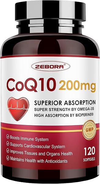 ZEBORA CoQ10 200mg Softgels with PQQ and Omega-3