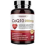 ZEBORA CoQ10-200mg-Softgels with PQQ, BioPerine & Omega-3, 120 Servings Coenzyme Q10(Ubiquinone) Supplement for High-Absorption, Powerful-Antioxidant, Support Heart & Energy-Production