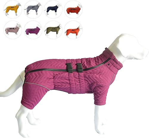 Chaleco cálido de doble capa para perro, 4 patas cubiertas, resistente al viento, impermeable, reflectante para perros pequeños, medianos y grandes,