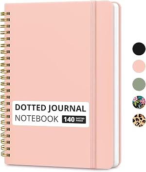 Dot Spiral Journal Notebook for Men Women 140 Pages Bullet Dot Notebook for Journaling & Memo Taking Writing Journal A5 6"x8" - Pink