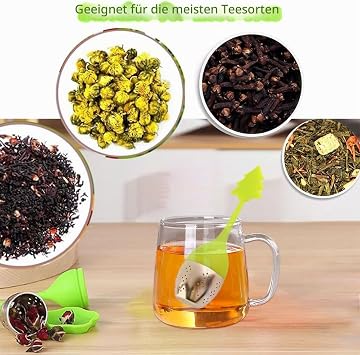 Tea Strainer for Loose Tea Pack of 3 Tea Infusers for Loose Tea with Saucer Tea Strainer for Cup Tea Trainer Silicone Handle Stainless Steel Filter Tea Strainer & Tea Filter for Loose
