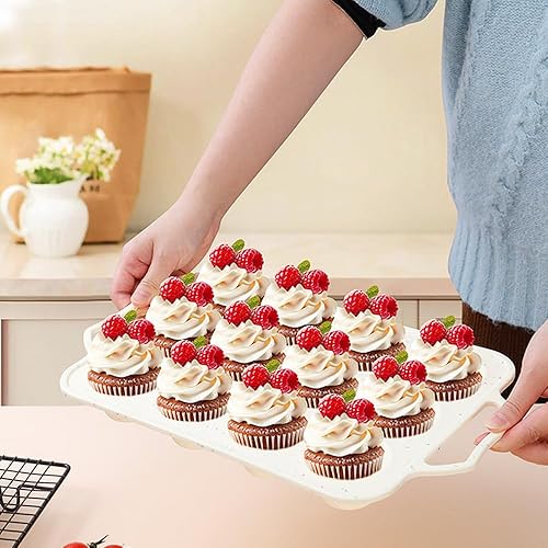 Miniatura 4 de Paquete de 2 moldes de silicona para magdalenas con marco reforzado de metal, 12 tazas de silicona de tamaño regular, moldes de silicona
