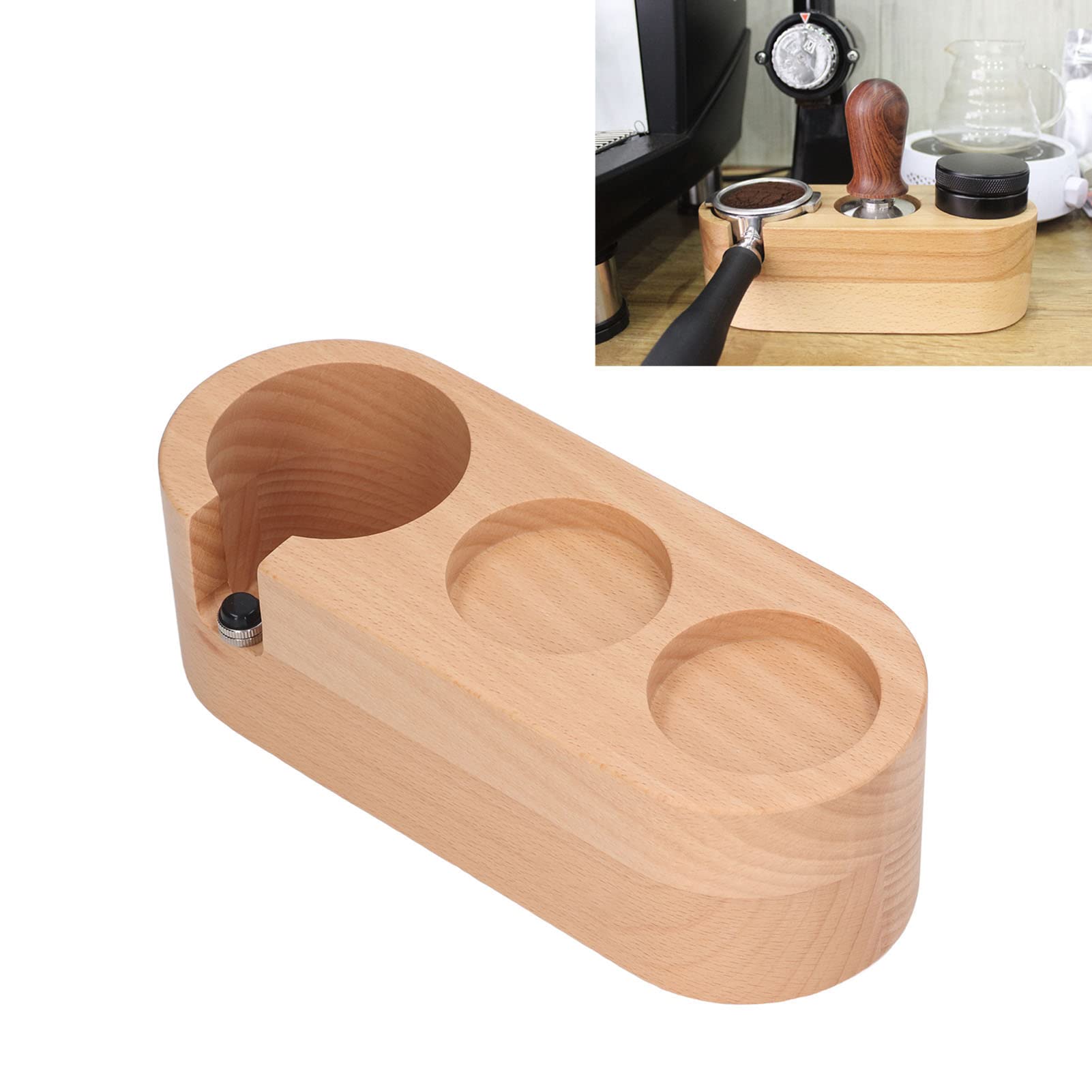 Kaffeefilter-Manipulationshalter aus Holz, 3 Löcher, Kaffeefilter-Manipulationshalter, verhindert Verrutschen, Espresso-Tamper-Halter, Ständer für die Kaffeezubereitung (51mm)