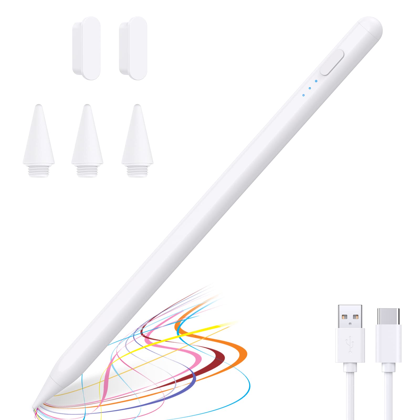 OUBEN Pencil compatible with iPad (2018-2022), Tilt Sensitivity Palm Rejection Magnetic Attach Stylus Pen for iPad 9/8/7/6th, iPad Pro 12.9" (3/4/5th), 11" (1/2/3rd), iPad Air 3/4/5th, iPad Mini 6/5th