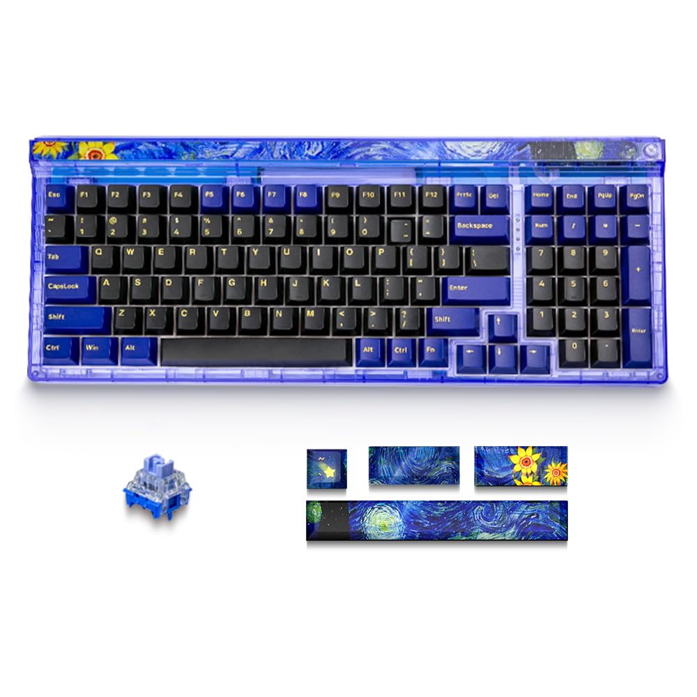 Newmen GM980 Wireless Mechanical Keyboard,Tri-Mode BT5.0/2.4GHz/USB-C Hot Swappable Custom Keyboard,100 Keys Gasket Gaming Keyboards PBT keycaps Pre-lubed Linear Switch, RGB Backlit(Starry Switch)-image-36