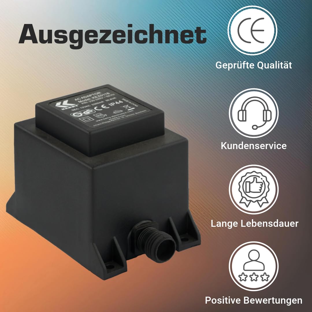 Kerry Electronics 12 V, 39,6 VA/W transformator/transformator IP44 kez0118 ket39 AC/AC prąd zmienny