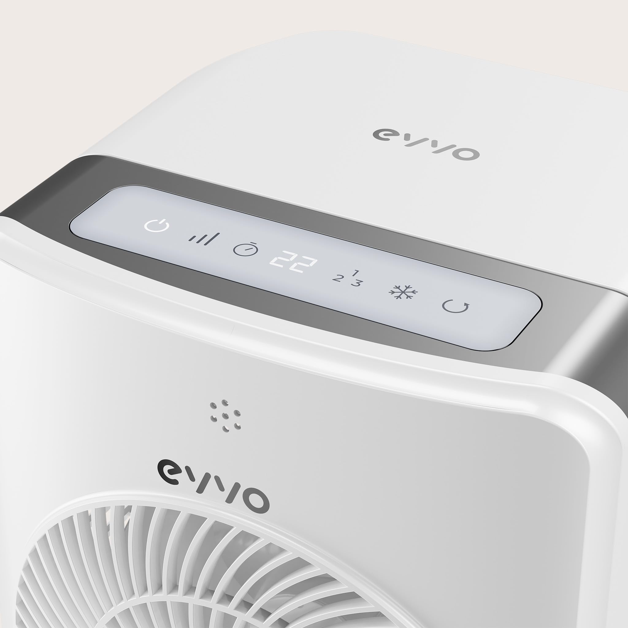 EVVO AC750 Ventilatore evaporativo - Climatizzatore portatile ad aria fredda senza installazione con acqua e ghiaccio, 3 velocità, 2 modalità, funzione fredda, oscillazione, timer 12 ore e telecomando