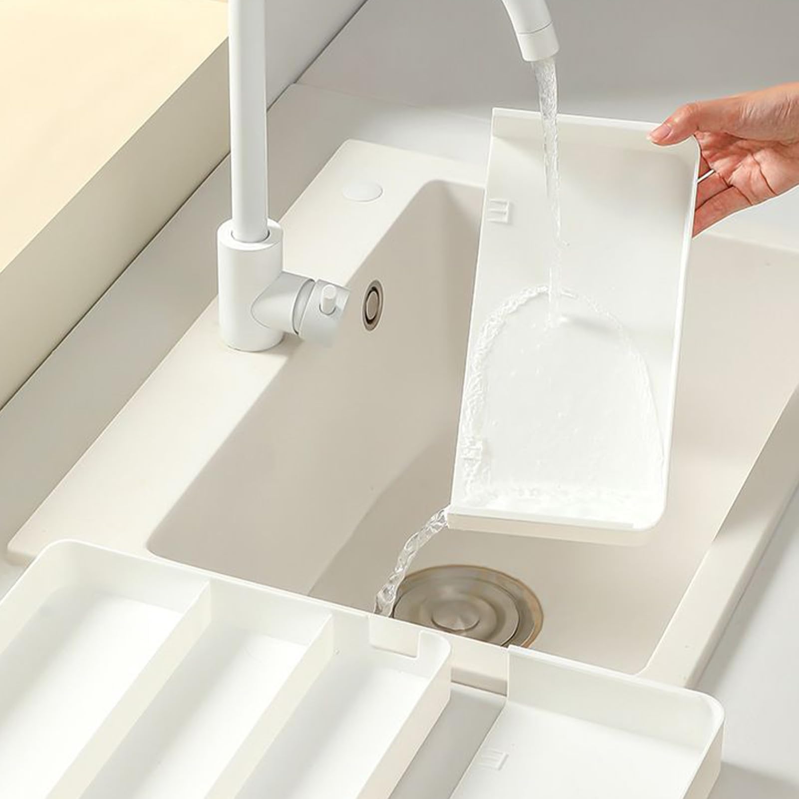 Bandeja de cubiertos expandible, organizador de cajones de cocina para cucharas y tenedores, divisor de almacenamiento para el hogar, oficina, restaurante, soporte para utensilios