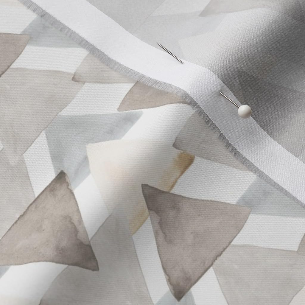 Spoonflower Fabric - Neutral Watercolor Triangle Small Gray Tan Taupe Triangles Printed on Organic Cotton Sateen Fabric by The Yard - Sewing Quilting Apparel Home Decor