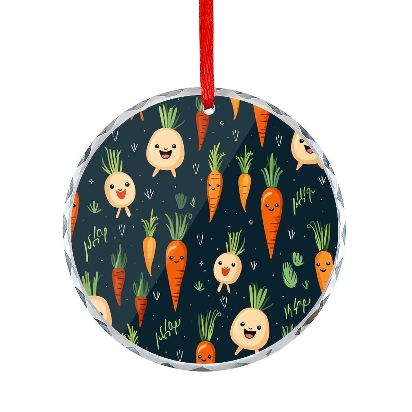 Btcowzrv Style Happy Carrot Round Ornament Hanging Pendant Decor
