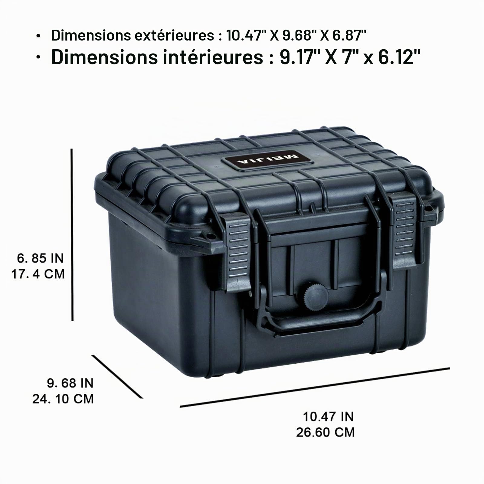 MEIJIA Housses pour appareils Photo compacts,Valise pour caméra, Drones et équipements électroniques sensibles,avec Mousse Personnalisable, Noire,10,62" x9,68 x 6,87"