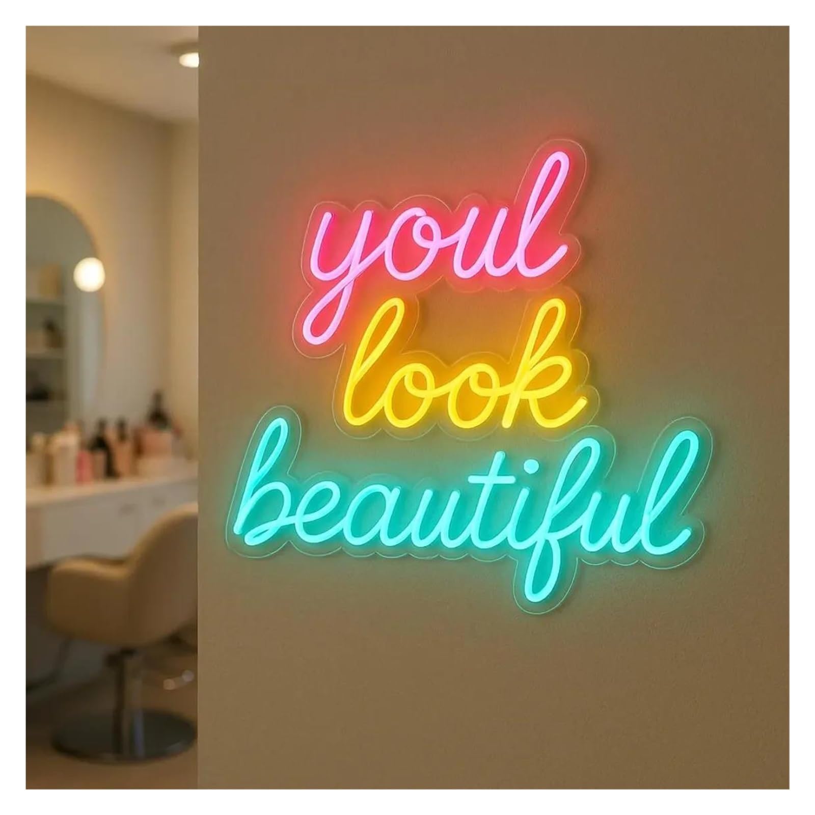 Shouxi A Sign Lamp You Look Beautiful Neon Sign Handmade Lights Suitable For Beauty Salon Wall Decor 40Cm(A)