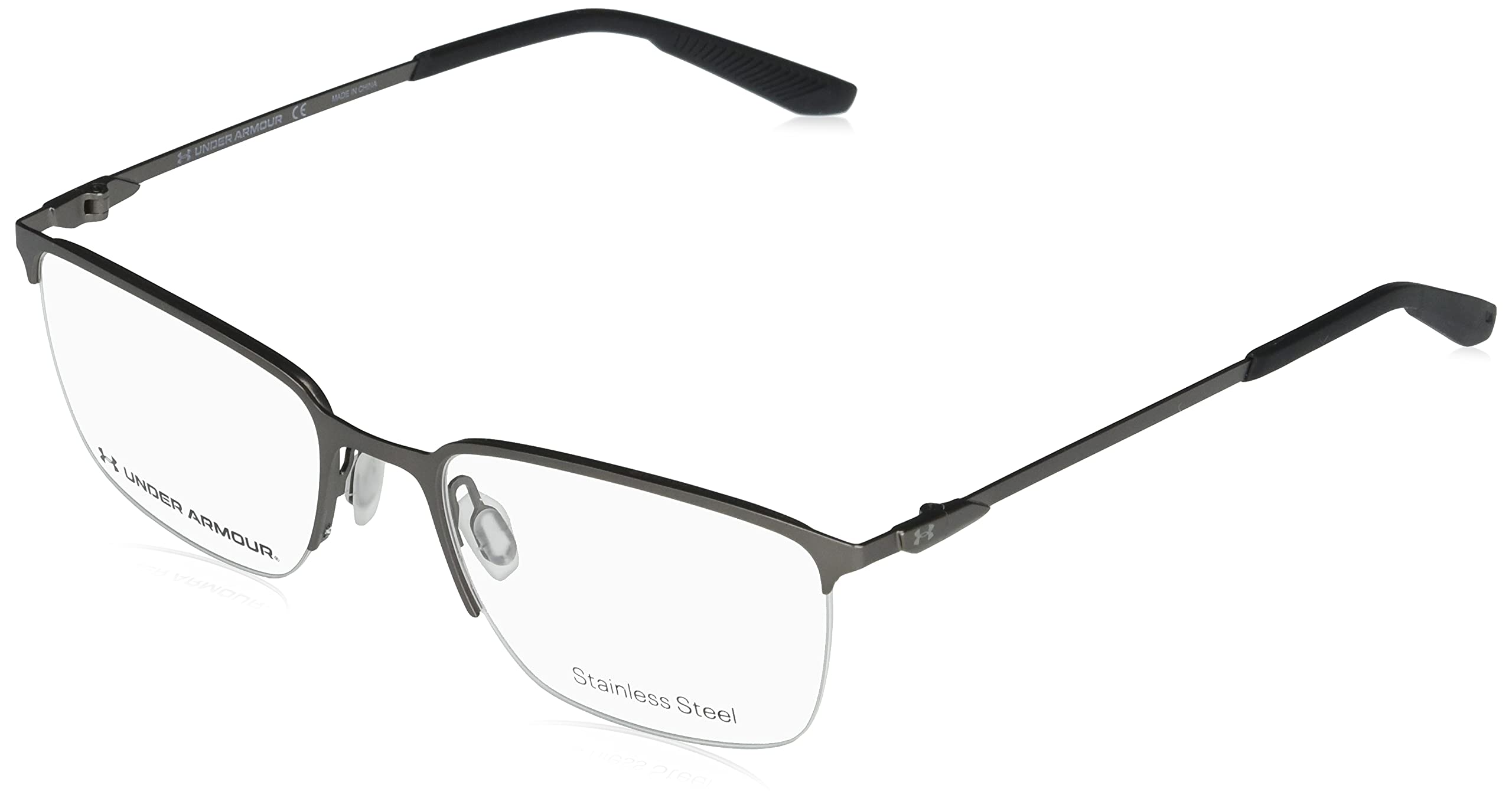 Under Armour Men's UA 5005/G Rectangular Prescription Eyewear Frames, Semi Matte Dark Ruthenium/Demo Lens, 54mm, 19mm