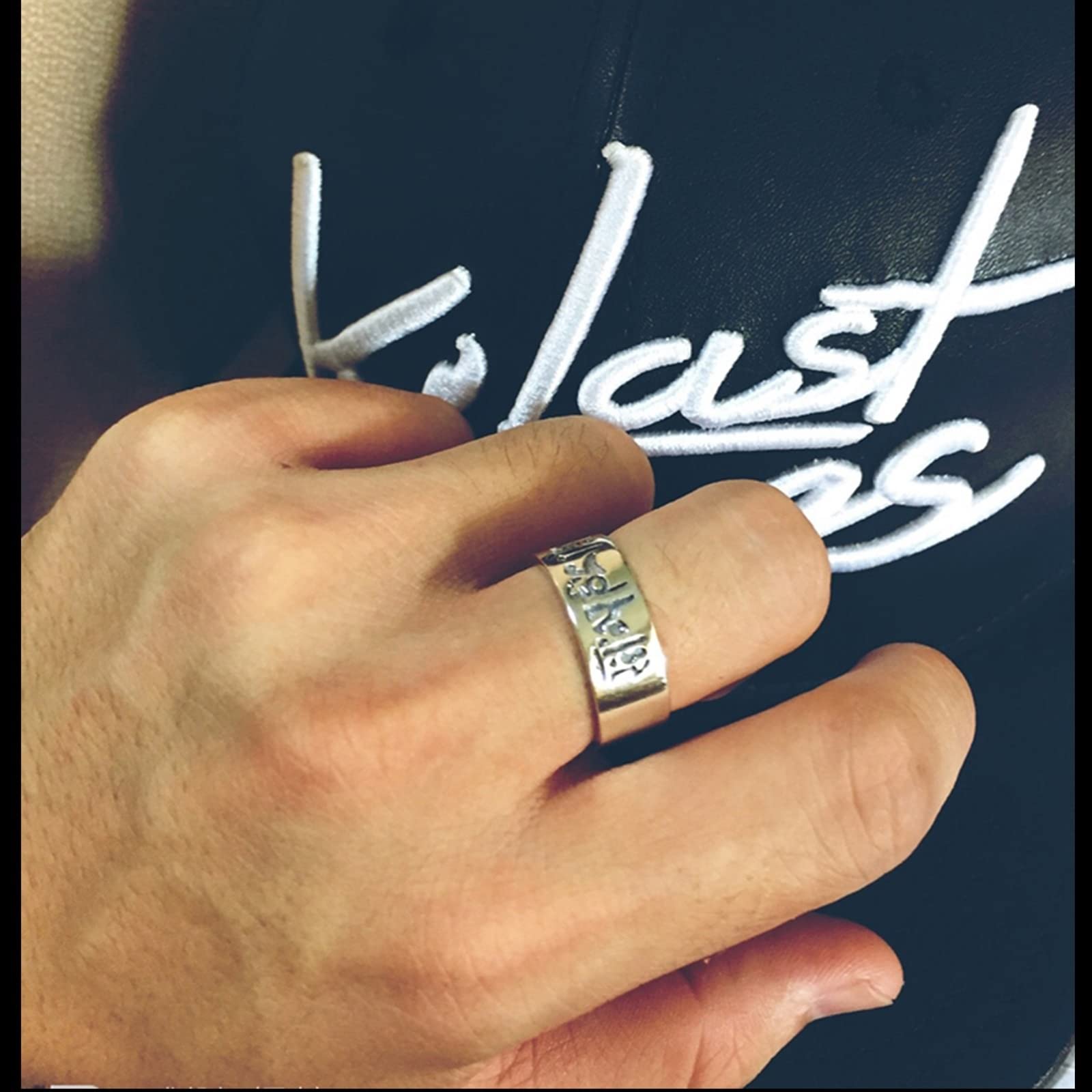 Anillo de compromiso 925, anillo de compromiso para hombre, anillo budista de plata grabado con mantra