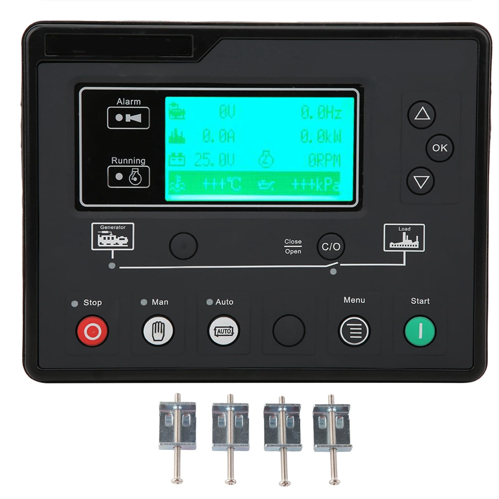 Jeffergarden Controlador de Grupo Electrógeno HQM6110U, Plástico, Parada de Arranque Automático, Rango de Frecuencia de 1 Hz a 10 KHz, Ideal para Sistemas de 120 V/240 V