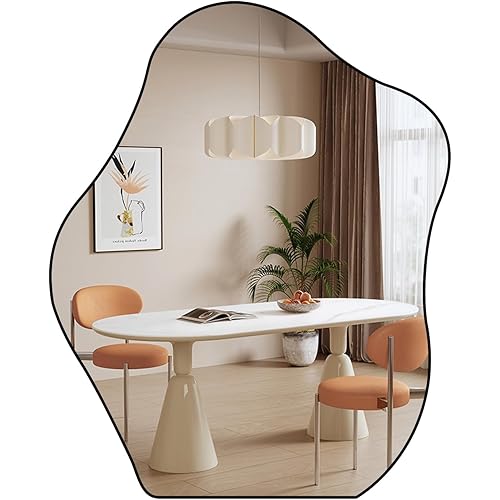 QDSSDECO Asymmetrical Wall Mounted Mirror, Wavy Mirror, Irregular Shaped for Living Room, Bedroom, Entryway, 23"x28"