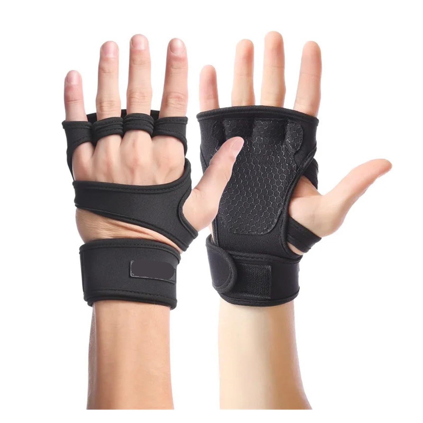 Guanti Palestra Guanti da allenamento for sollevamento pesi con mezze dita Protezione antiscivolo in silicone for il palmo della mano con supporto for il polso e protezione for il palmo del manubri(Bl