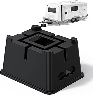 RV Trailer Jack Block for Leveling|𝟮𝟬𝟮𝟯 𝐔𝐩𝐠𝐫𝐚𝐝𝐞𝐝 RV Leveling Tongue Jack Blocks for Travel Trailer|RV Camper Stabilizer Blocks for Any Tongue Jack,Post,Foot|Supports up to 15,000lbs/Block