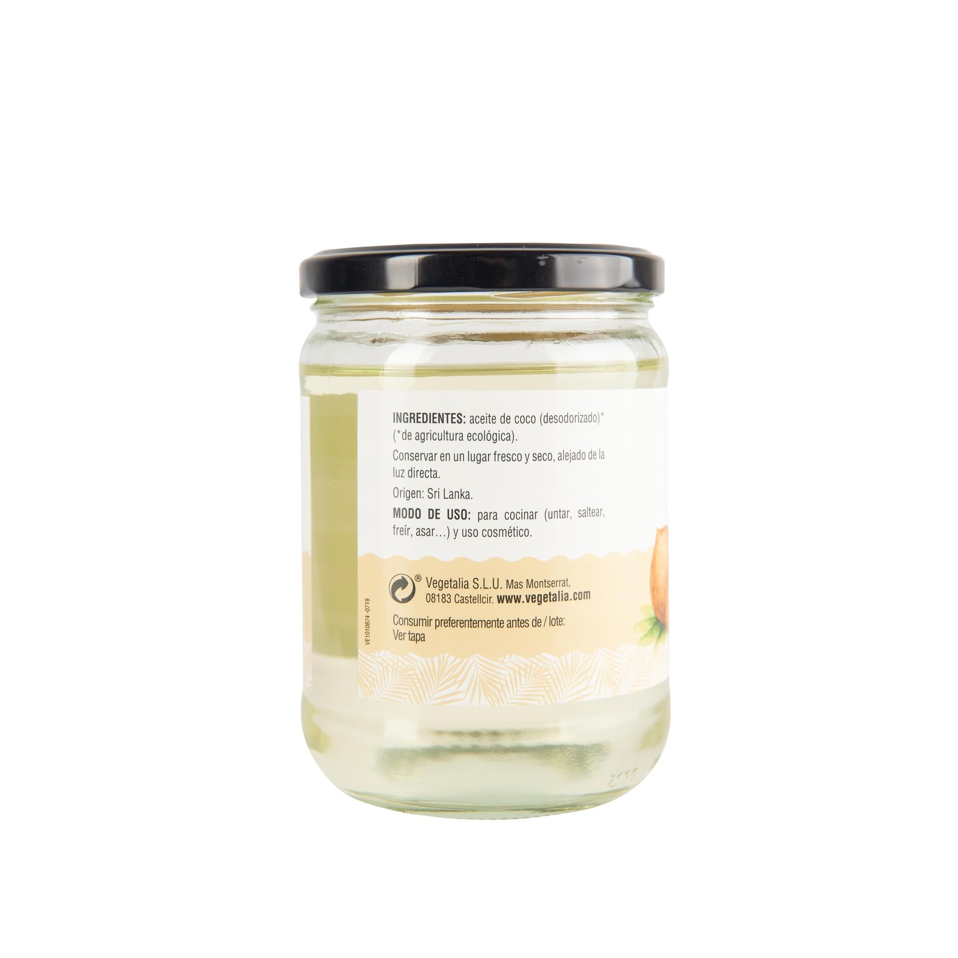 Aceite de Coco Desodorizado Bio 400g Vegetalia
