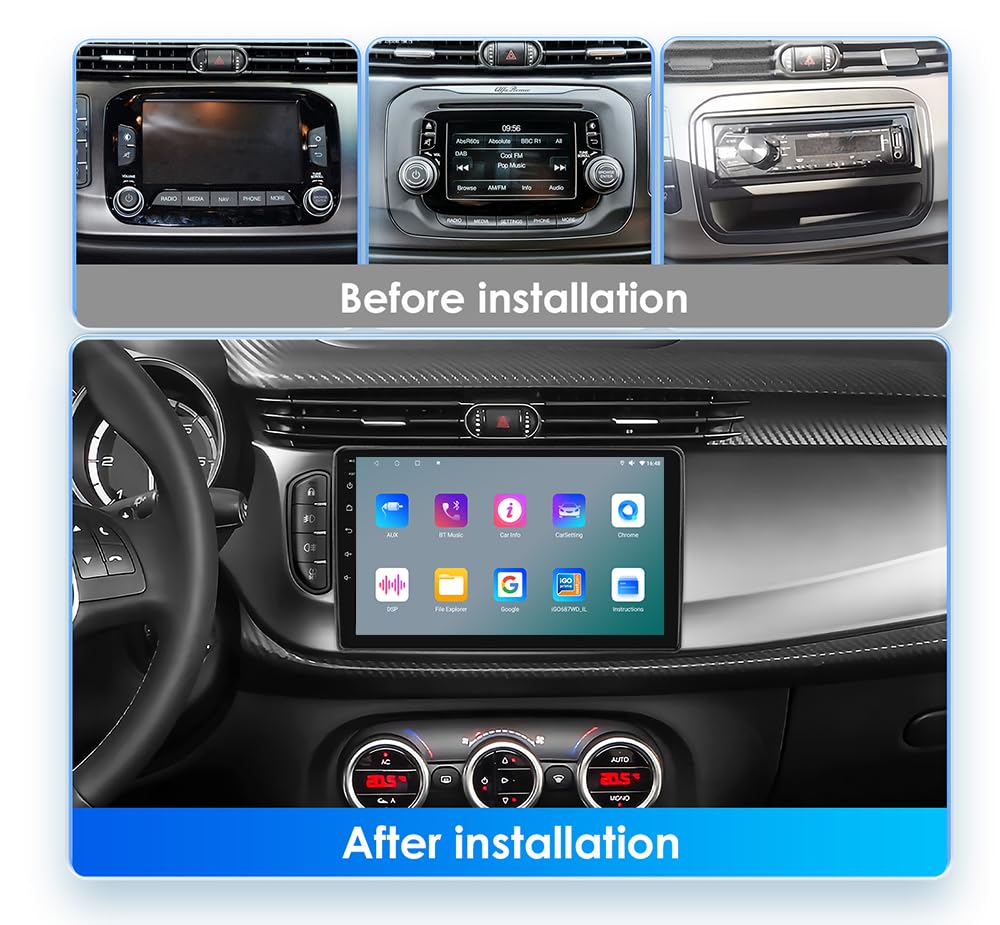 Autoradio Android 13 9" pour Alfa Romeo Giulietta 2015-2018, prend en charge Carplay/Android Auto, commande au volant, Wi-Fi/4G, FM SWC WiFi 4 cœurs 2 Go et 64 Go