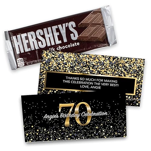 Miniatura 6 de Regalos de fiesta de dulces de 12 quilates para cumpleaños número 70 en barras de chocolate envueltas en relieve en relieve (12 unidades)