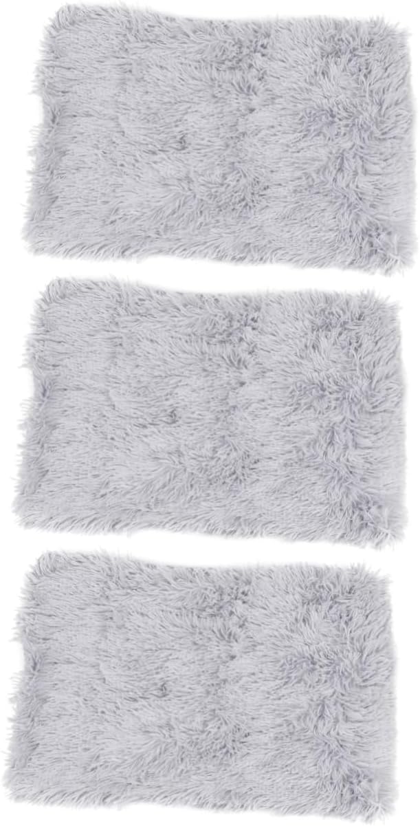 3pcs Plush Dog Blanket for Dogs Warm Pet Blanket Fleece Pets Winter Bed Ligh Grey