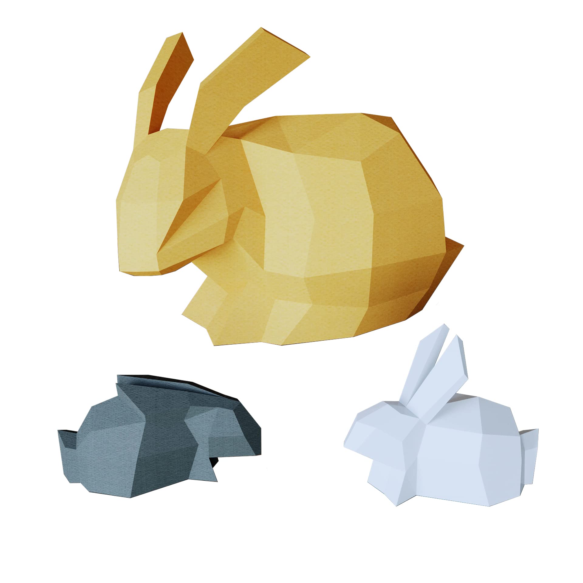Yona DIY Rabbit family Papercraft kit, Abstract Low Poly Animal DIY kits, Home decor, kids crafts kits, Gift, origami 3D, Paper sculpture, 3D Puzzle, Papercraft set for adults