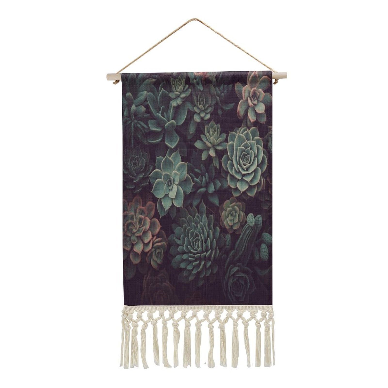 Adfgyerh Style Succulents2 Tapestry With Tassels Cotton And Linen Hanging Posters, Wall Art For Travel Gift, Wall Tapestry For Office Home Decor Bedroom Living Room Decor