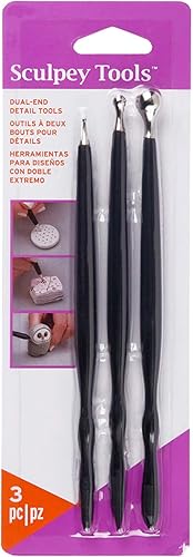 Sculpey Herramientas Herramientas de detalle de doble extremo - Juego de 3 piezas - Herramientas de escultura para múltiples tipos de arcilla, horno