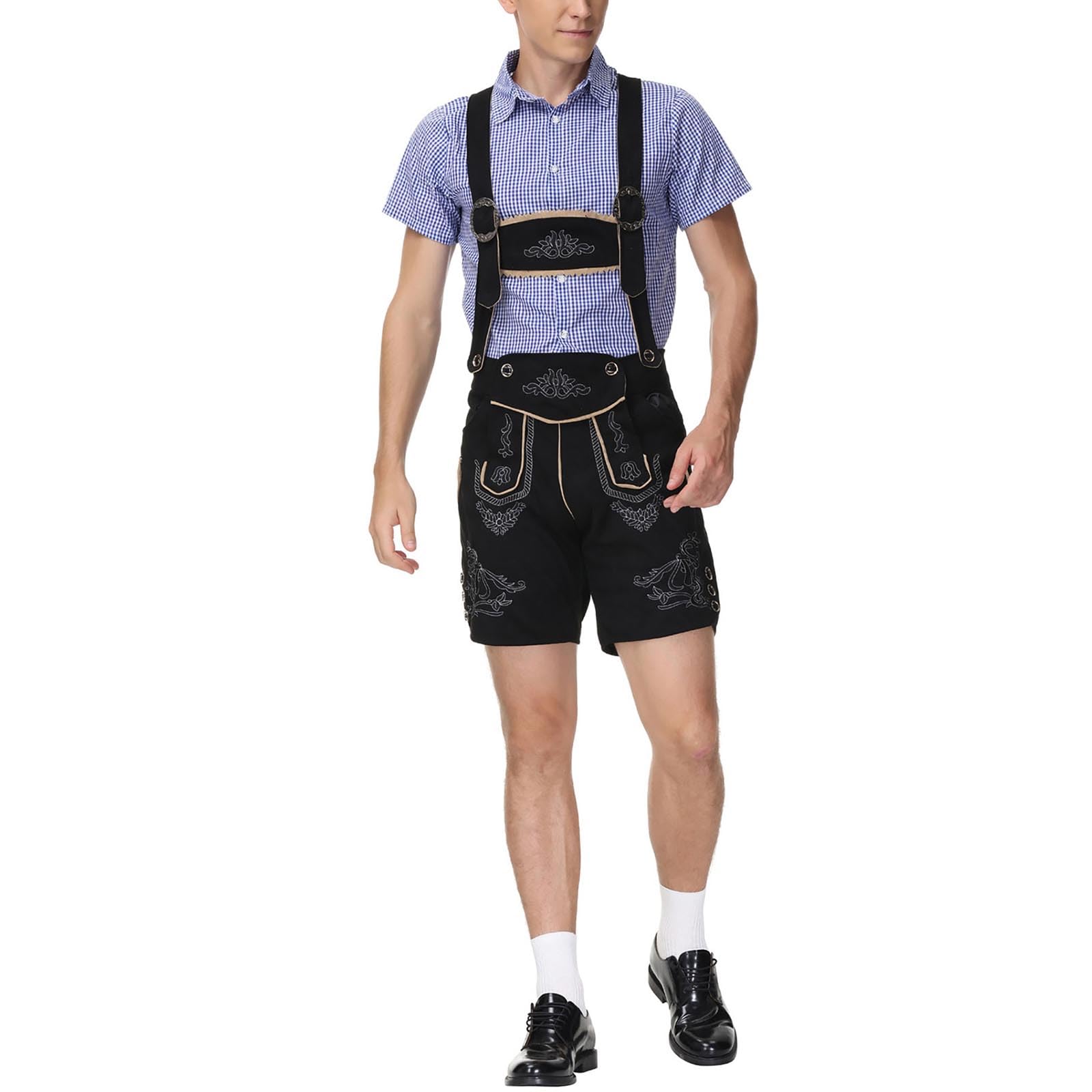 Oktoberfest Set Completo Da Uomo, Set Composto da Camicia a Quadri e Pantaloni Salopette con Bretelle, Costume Tirolese Uomini, Oktoberfest Costume Uomo, Per Carnevale, Cosplay, Feste Della Birra