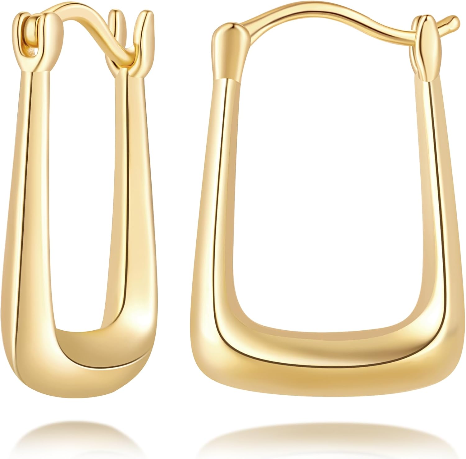 RAYSAM 14K Gold Earrings for Women 14K Gold Hoop Earrings for Women Square Gold Hoops Earring for Womens Square-Inspired Silhouette Hoop Earring for Womens Hoops 24mm