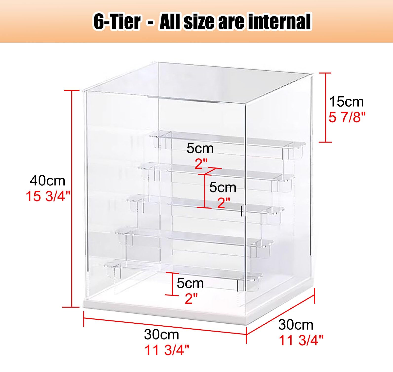 Vitrina de Acrílico Caja de Exhibición de 2 3 4 5 6 Capas de Alta Transparencia. Contenedor Organizador Juguetes Costuras Separador. Contenedores Organizadores Impermeables(6-Tier)