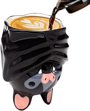 Bat Upside Down Ceramic Shaped Mug, Bat Upside Down Ceramic Mug, Cute 3D Upsidedown Bats Mugs, Bats Ceramics Coffee Cup, Hidden Wide Stable Weighted Base, Novelty Gothic Holiday Drinkware