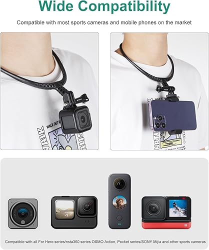 Miniatura 6 de PULUZ Soporte de cuello ajustable para cámaras de acción GoPro, soporte para selfie POV, soporte para selfie, collar de video con manos libres,