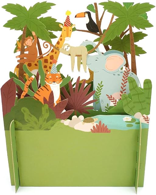 Children's Happy Jungle Animals 3D Pop Up Birthday Greeting Card By Alljoy Cards KID014