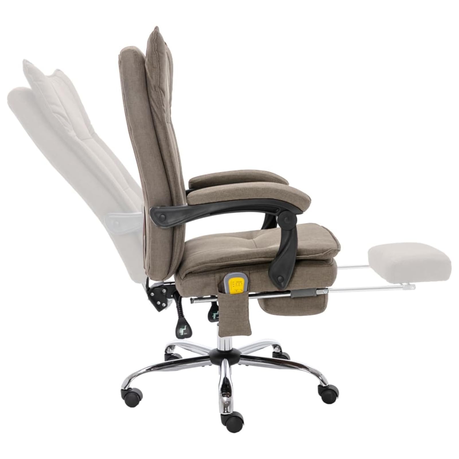 Sedia da ufficio massaggiante ergonomica con massaggio per schiena e seduta, funzione riscaldante, in tessuto, tortora, 64 x 68 x 113-120 cm, 1 pezzo, per adulti in ufficio