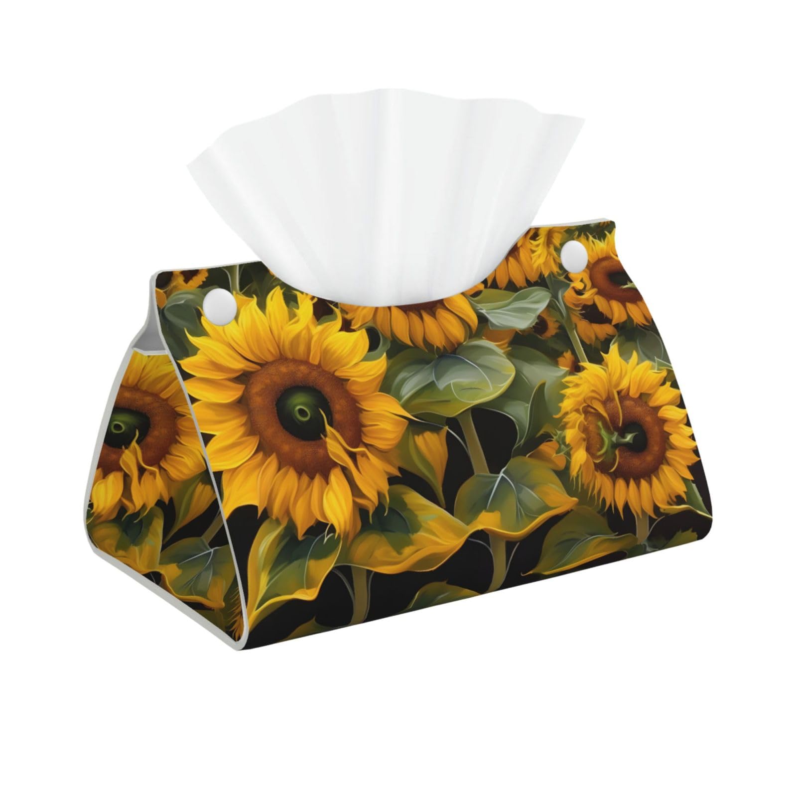 Sunflowers Print Long Tissue Box Cover Tissue Dispenser Box For Living Room, Office, Car, Bathroom