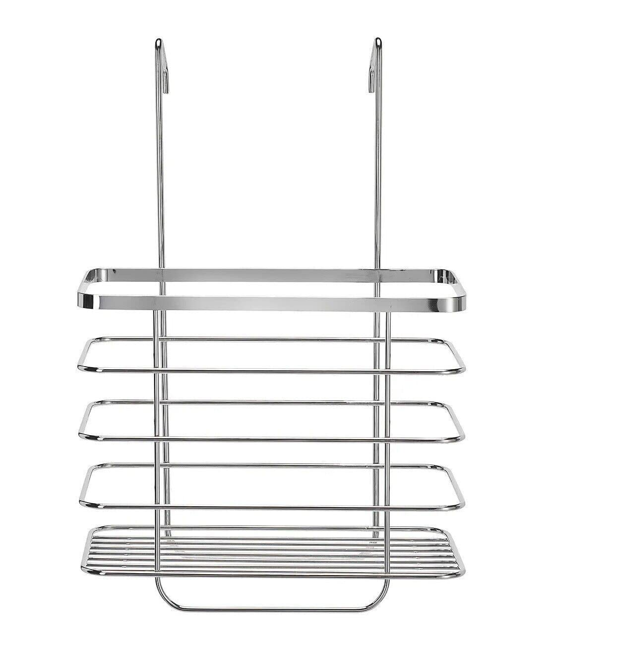 Optimal Products Over Door Hook Caddy 2 Tier Shower Caddy Bathroom Over Door Hook Screen Basket Suction Rust Free Caddy Chrome Plated Uk (Over Door Hook Caddy)