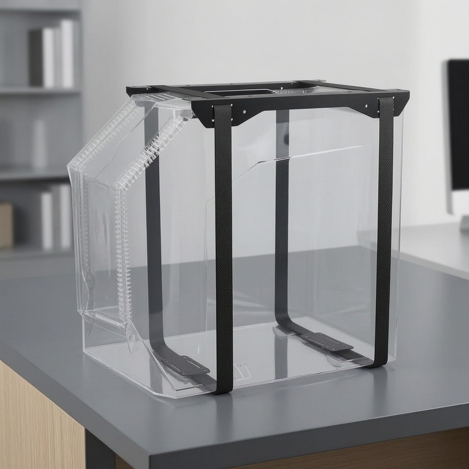 Yajuyi Support PC sous Bureau en Acier Rails Supérieurs Sangles pour Tour Informatique Support Unité Centrale Réglable pour Bureau Gaming