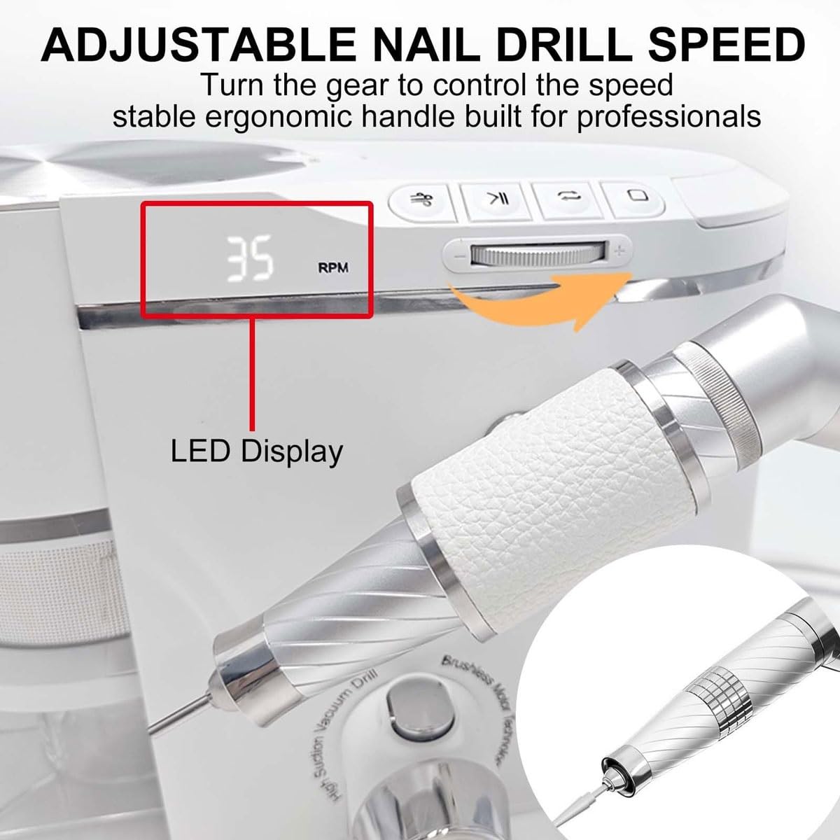 Aspirapolvere per unghie, potente aspirapolvere da tavolo con filtro riutilizzabile e aspirazione da 30000 giri/min, per la rimozione di gel e nail art