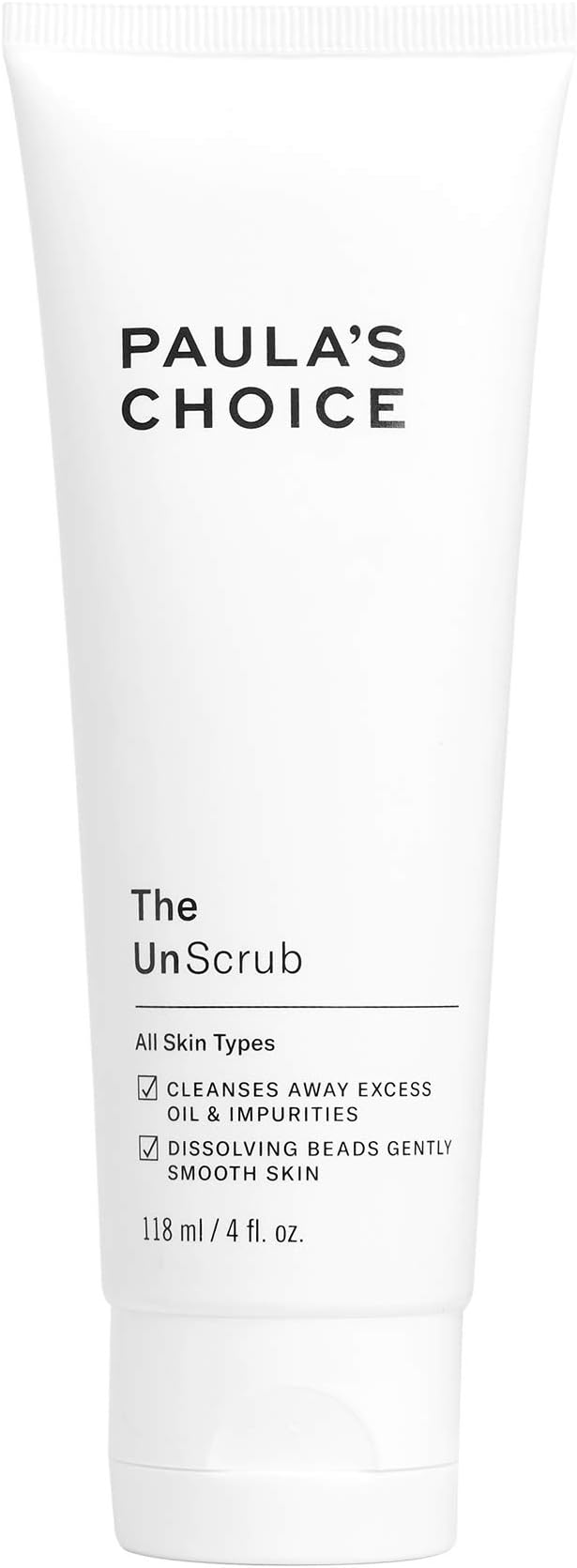 The UnScrub Cleansing Gentle Face Scrub, 4oz Bottle, with Jojoba Beads, Vitamin E, & Green Tea
